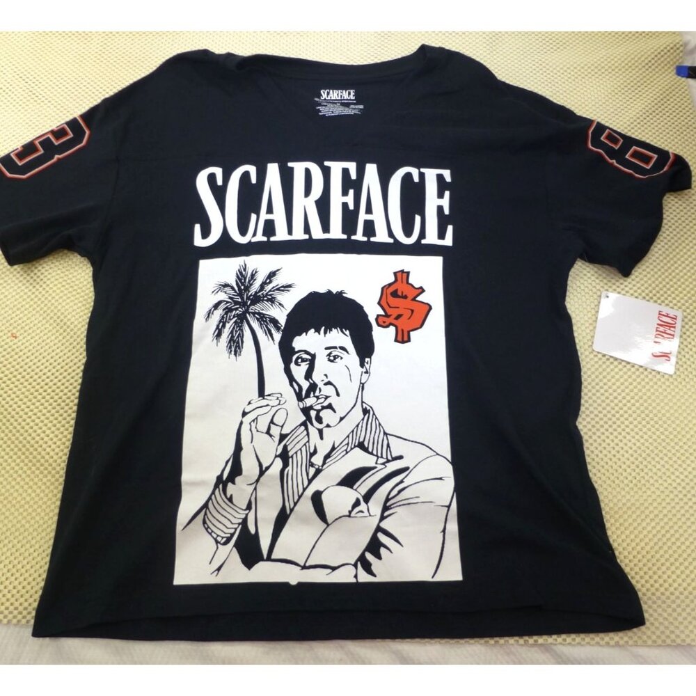 Scarface‎ Mens Double Sided Graphic T-Shirt Medium Black Cotton 83 TM Miami Tee